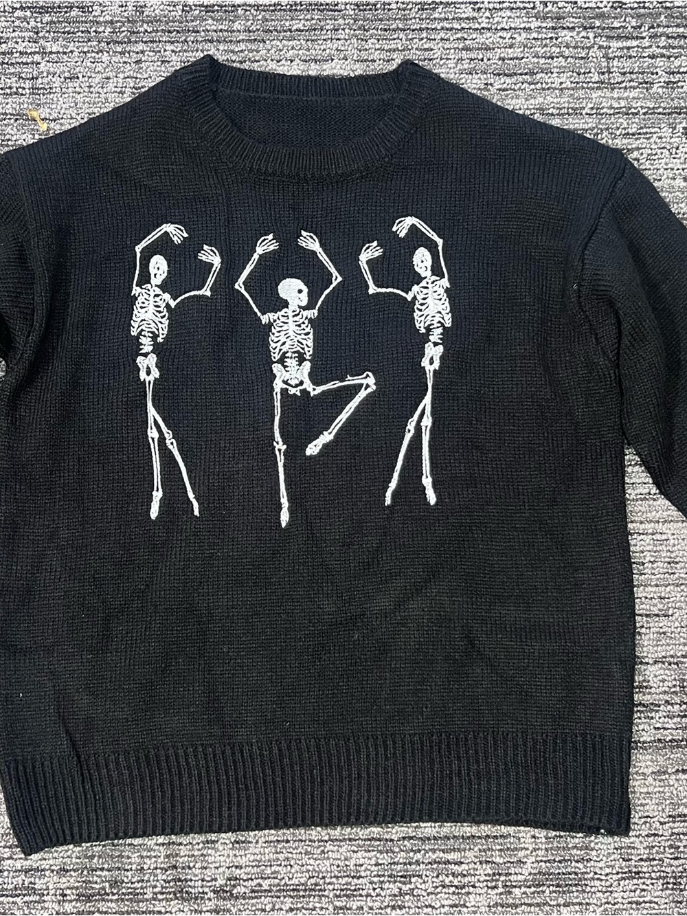 Black Skeleton Dance Crewneck Sweater -